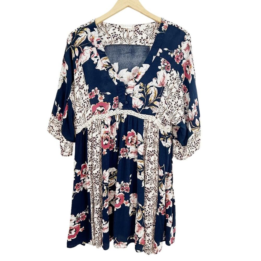 Altar’d State Multicolor Floral Mixed Pattern Boho Dress, Size Medium